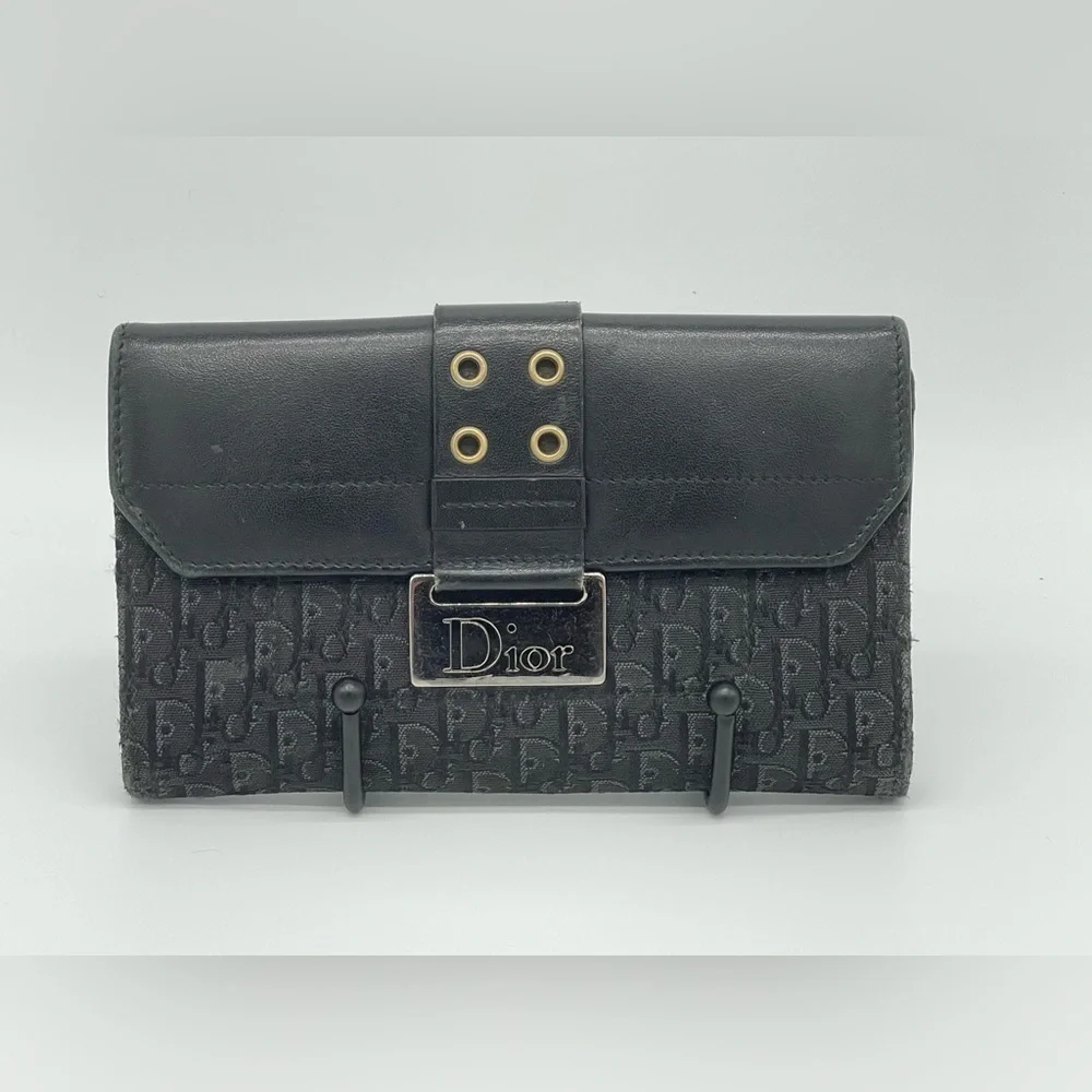 Dior Vintage Monogram Galliano Riveted Double-Sided Long Wallet
